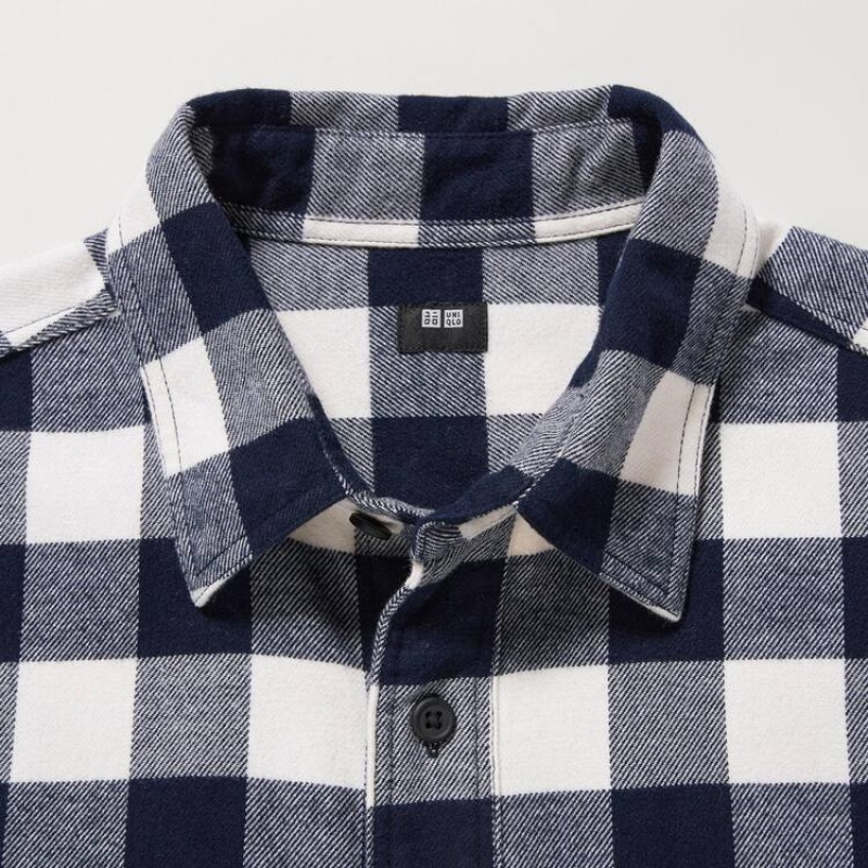 Férfi Uniqlo Flannel Regular Fit Checked (Regular Collar) Ingek Fehér | EFAUK-7064