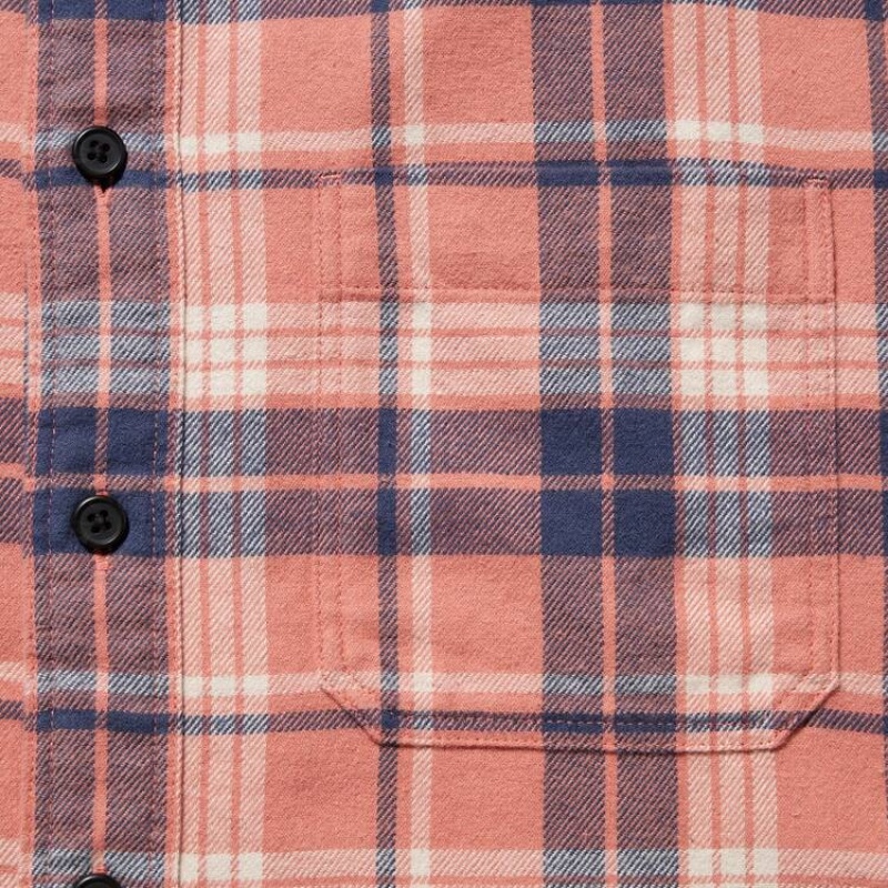 Férfi Uniqlo Flannel Regular Fit Checked (Regular Collar) Ingek Rózsaszín | QBWOZ-0526