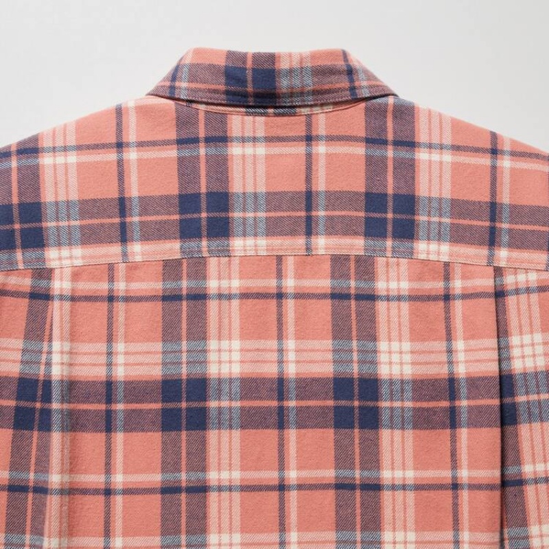 Férfi Uniqlo Flannel Regular Fit Checked (Regular Collar) Ingek Rózsaszín | QBWOZ-0526