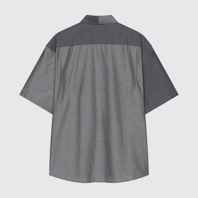 Férfi Uniqlo Jw Anderson Alkalmi Chambray Rövid Sleeved Ingek Szürke | UEHOT-5062