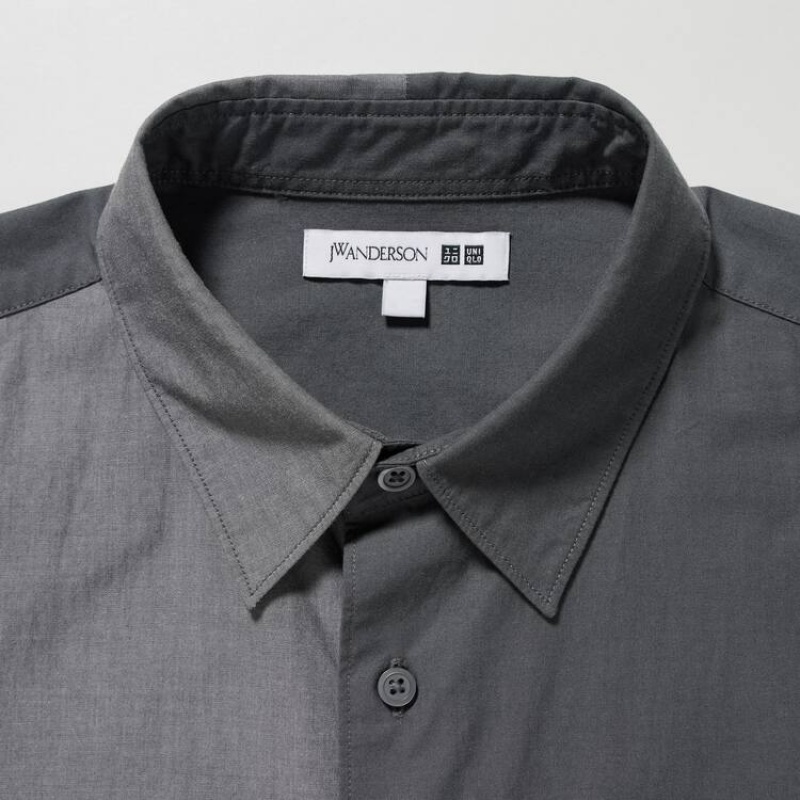 Férfi Uniqlo Jw Anderson Alkalmi Chambray Rövid Sleeved Ingek Szürke | UEHOT-5062