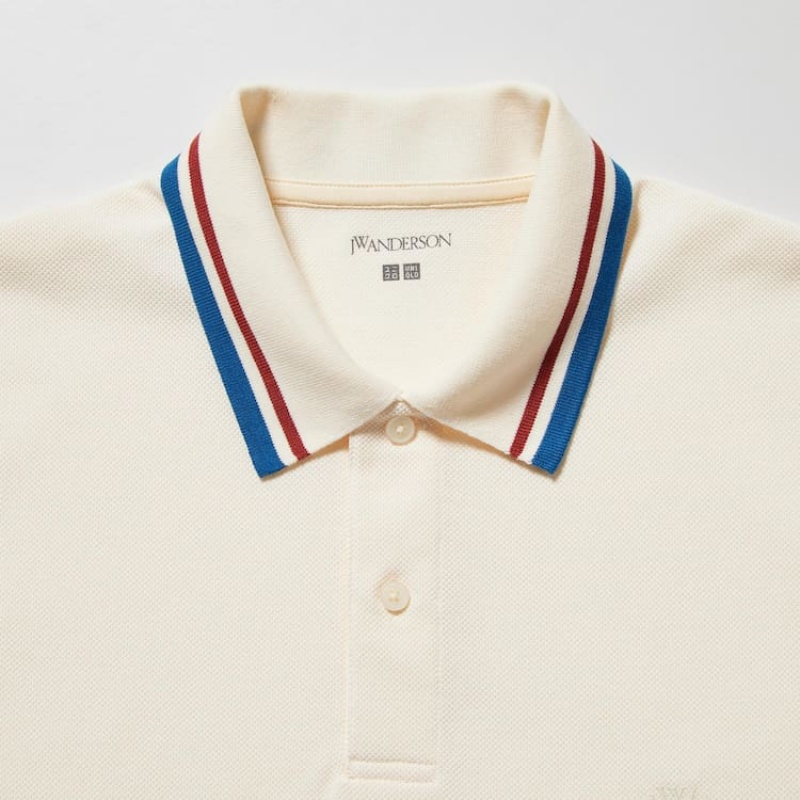 Férfi Uniqlo Jw Anderson Dry Piqué Patterned Pólóing Fehér | BNGWE-6597