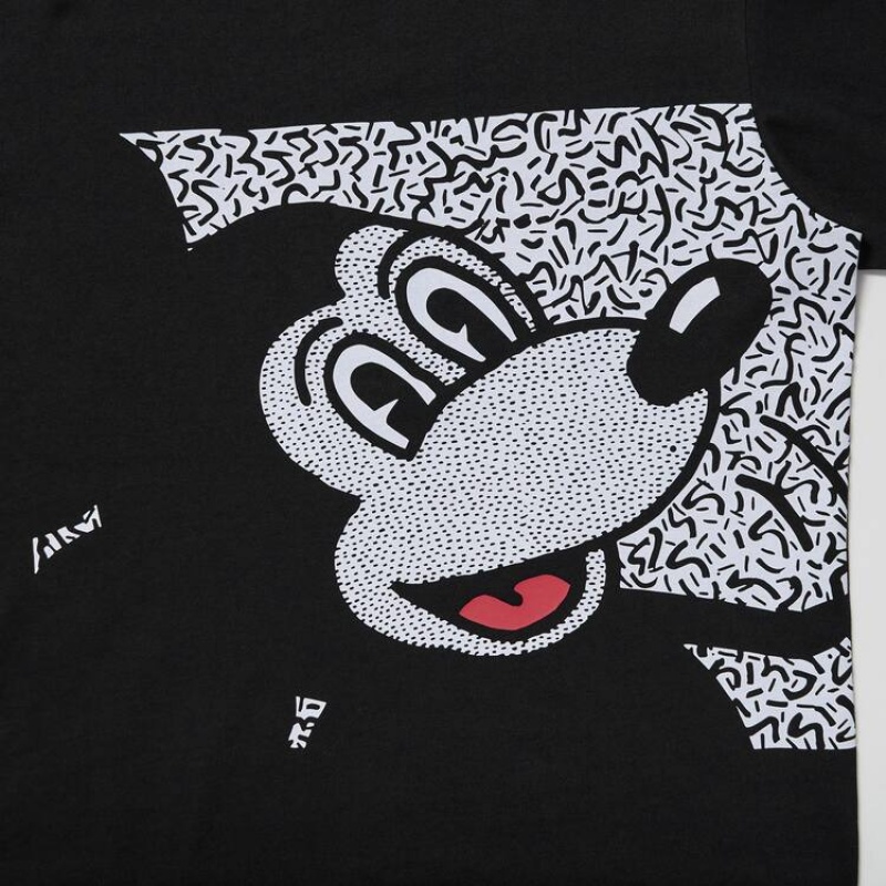 Férfi Uniqlo Mickey X Keith Haring Ut Grafika Póló Fekete | OFNKJ-1682