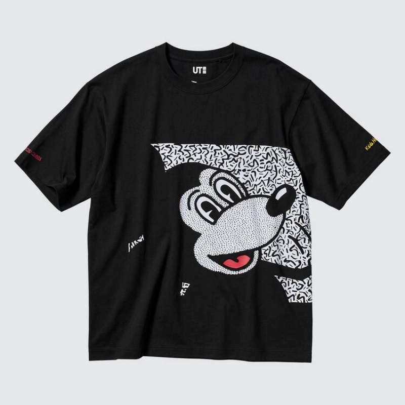 Férfi Uniqlo Mickey X Keith Haring Ut Grafika Póló Fekete | OFNKJ-1682