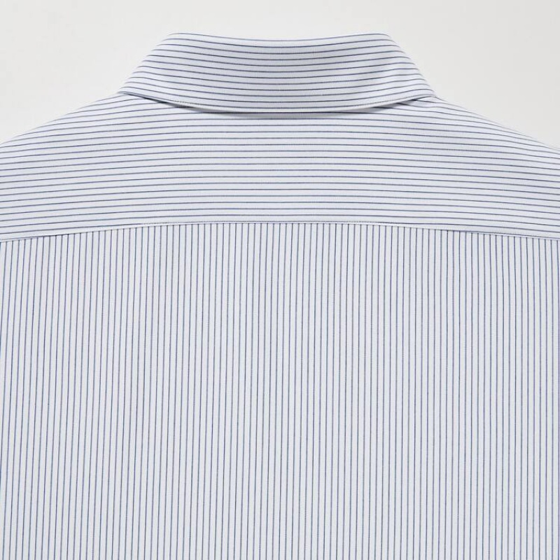 Férfi Uniqlo Non-iron Jersey Regular Fit Csíkos (Semi-cutaway Collar) Ingek Kék | XKPSN-8957