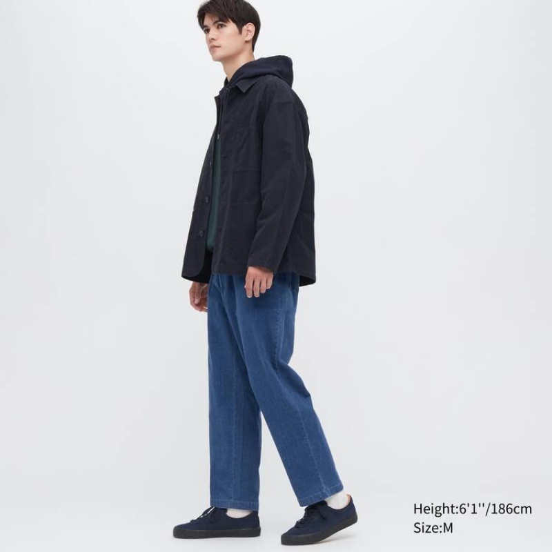 Férfi Uniqlo Pamut Denim Relaxed Fit Ankle Length Nadrág Kék | BNLCT-3258