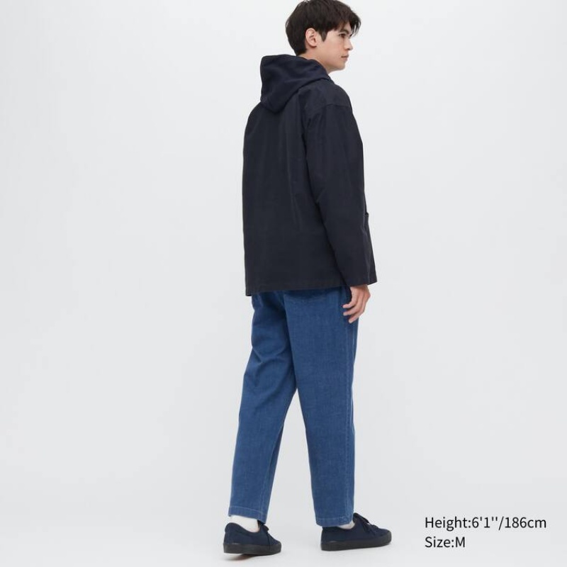 Férfi Uniqlo Pamut Denim Relaxed Fit Ankle Length Nadrág Kék | BNLCT-3258