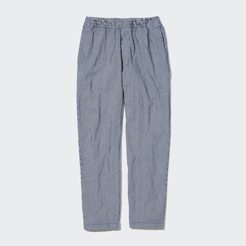 Férfi Uniqlo Pamut Hickory Relaxed Fit Ankle Length Nadrág Kék | BFSPH-9571