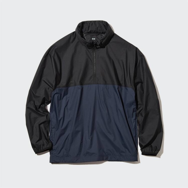 Férfi Uniqlo Pocketable Uv Protection Anorak Kabát Fekete | RZPON-6598