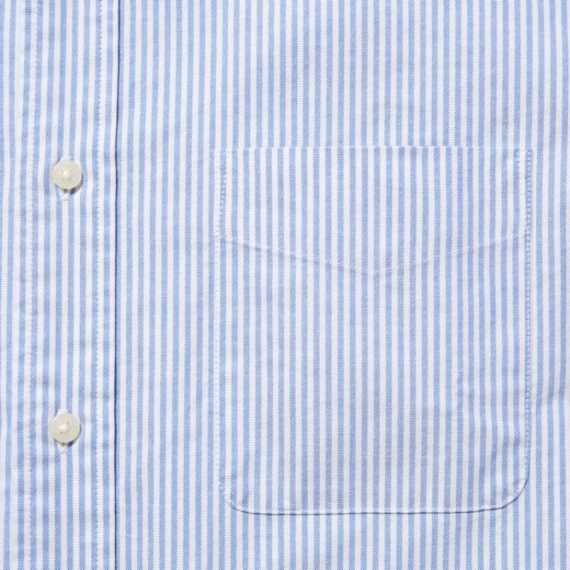 Férfi Uniqlo Regular Fit Csíkos Oxford (Button-down Collar) Ingek Kék | KAWRS-0218