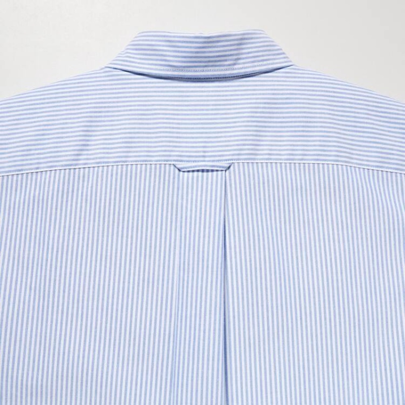 Férfi Uniqlo Regular Fit Csíkos Oxford (Button-down Collar) Ingek Kék | KAWRS-0218