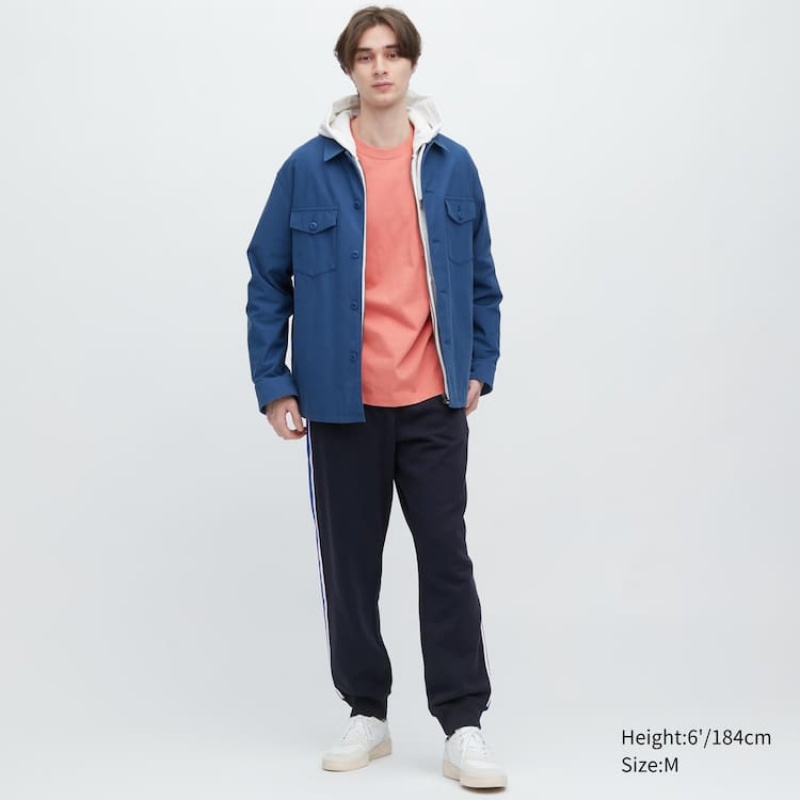 Férfi Uniqlo Side Csíkos Jogger Nadrág Sötétkék | ZTDKX-3876