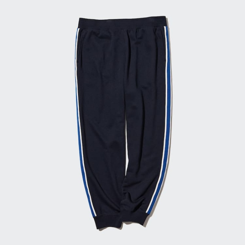 Férfi Uniqlo Side Csíkos Jogger Nadrág Sötétkék | ZTDKX-3876