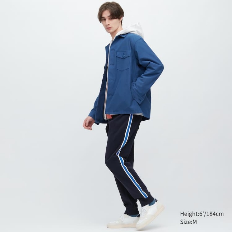 Férfi Uniqlo Side Csíkos Jogger Nadrág Sötétkék | ZTDKX-3876