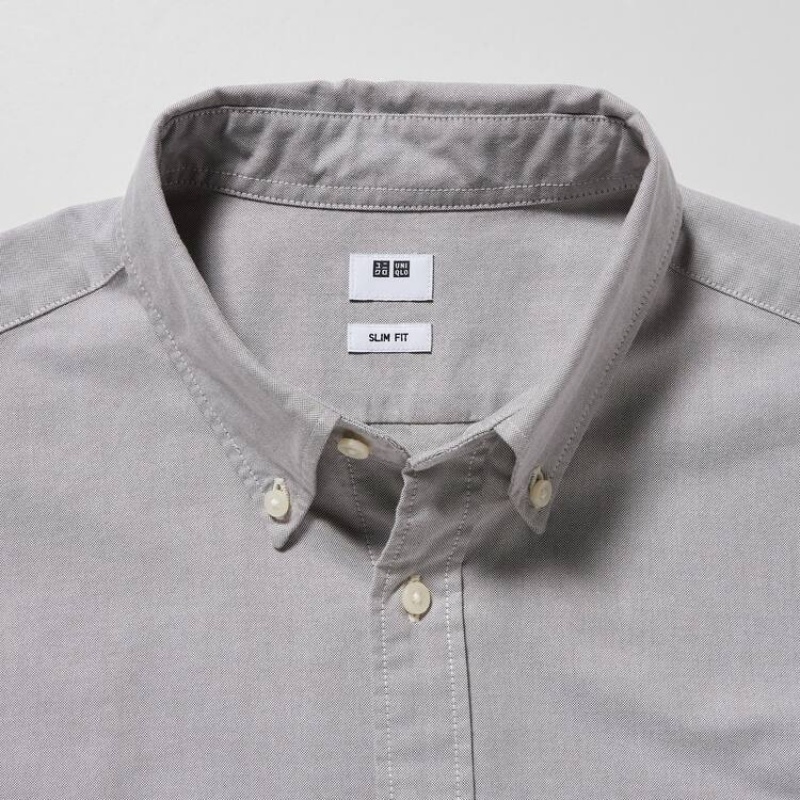 Férfi Uniqlo Slim Fit Oxford Ingek Szürke | FCWEQ-4185