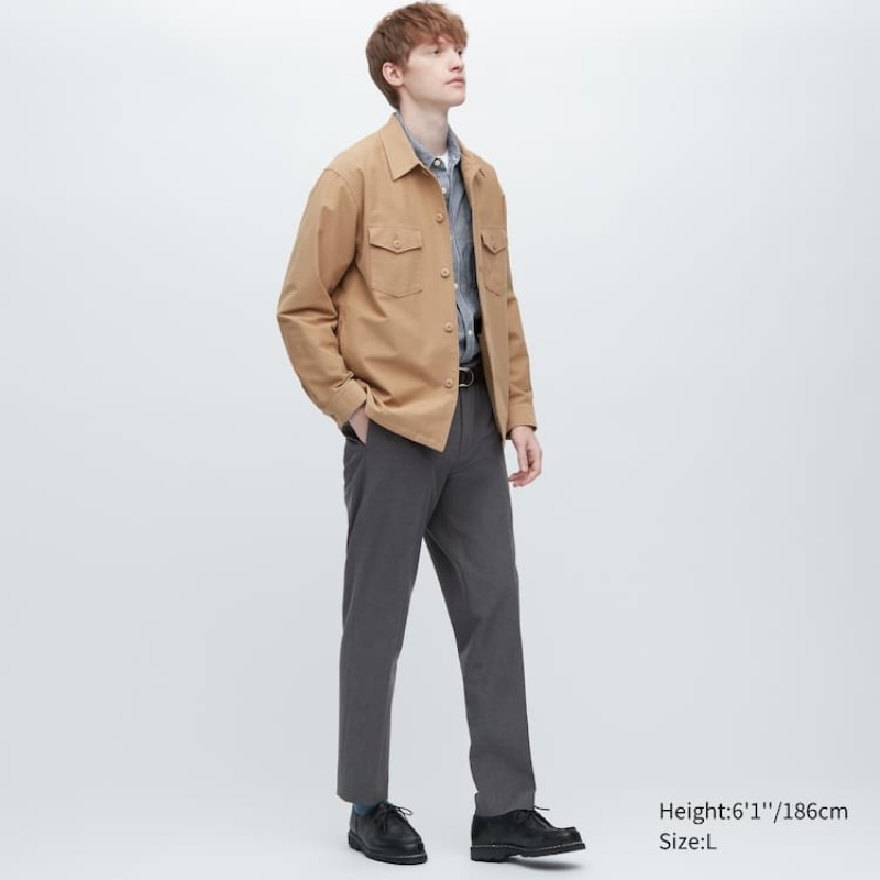 Férfi Uniqlo Smart Gyapjú-like Ankle Length (Long) Nadrág Szürke | HDVGR-9230