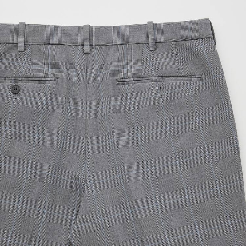 Férfi Uniqlo Smart Kényelem Glen Checked Ankle Length Nadrág Szürke | QDXLZ-0516