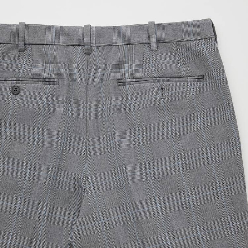 Férfi Uniqlo Smart Kényelem Glen Checked Ankle Length (Long) Nadrág Szürke | AXKRN-1478