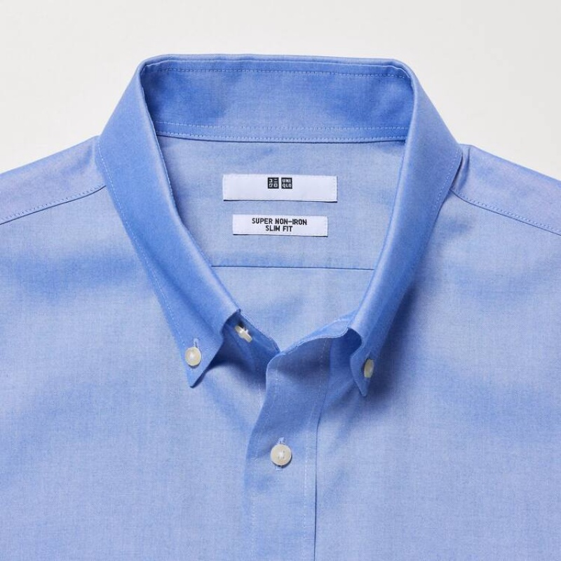 Férfi Uniqlo Super Non-iron Slim Fit (Button-down Collar) Ingek Kék | RTUMX-1659