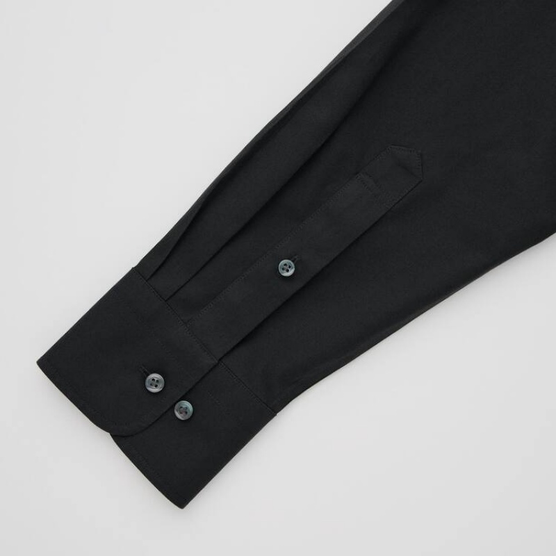 Férfi Uniqlo Super Non-iron Slim Fit (Regular Collar) Ingek Fekete | YNRCM-1570