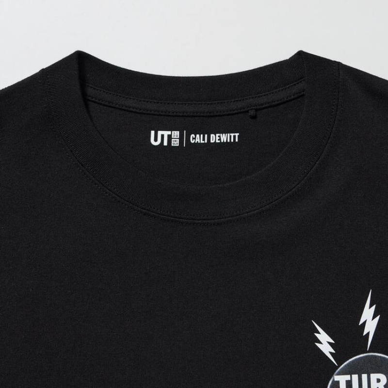 Férfi Uniqlo The Message Ut Grafika (Cali Dewitt) Pulóverek Fekete | XHQYA-6514