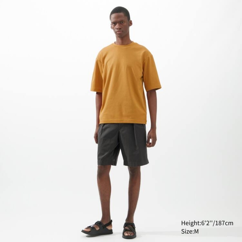 Férfi Uniqlo U Airism Pamut Crew Neck Oversized Fit Half Sleeved Póló Narancssárga | JHXGO-8051