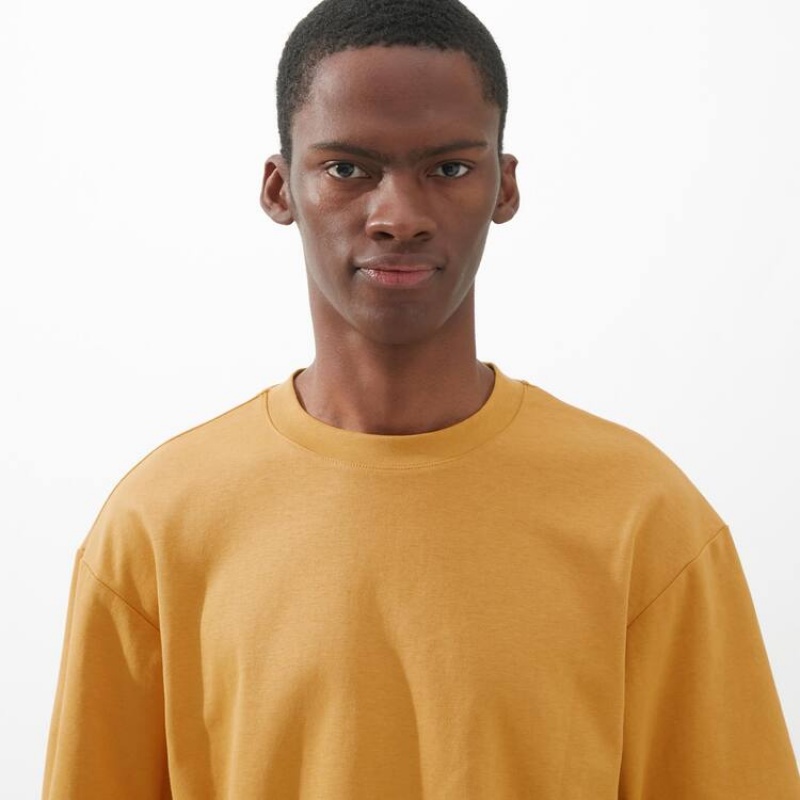 Férfi Uniqlo U Airism Pamut Crew Neck Oversized Fit Half Sleeved Póló Narancssárga | JHXGO-8051