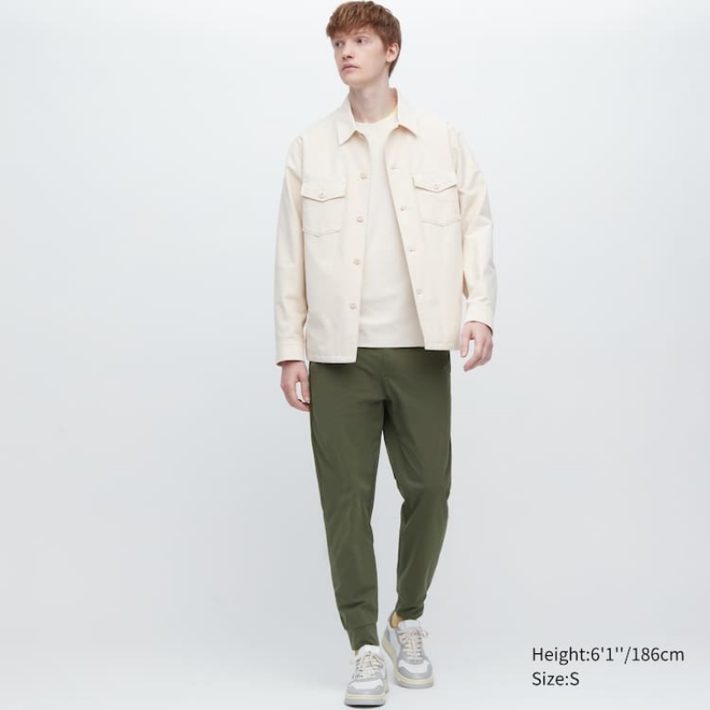 Férfi Uniqlo Ultra Stretch Dry-ex Jogger Nadrág Olivazöld | LRSNA-9076