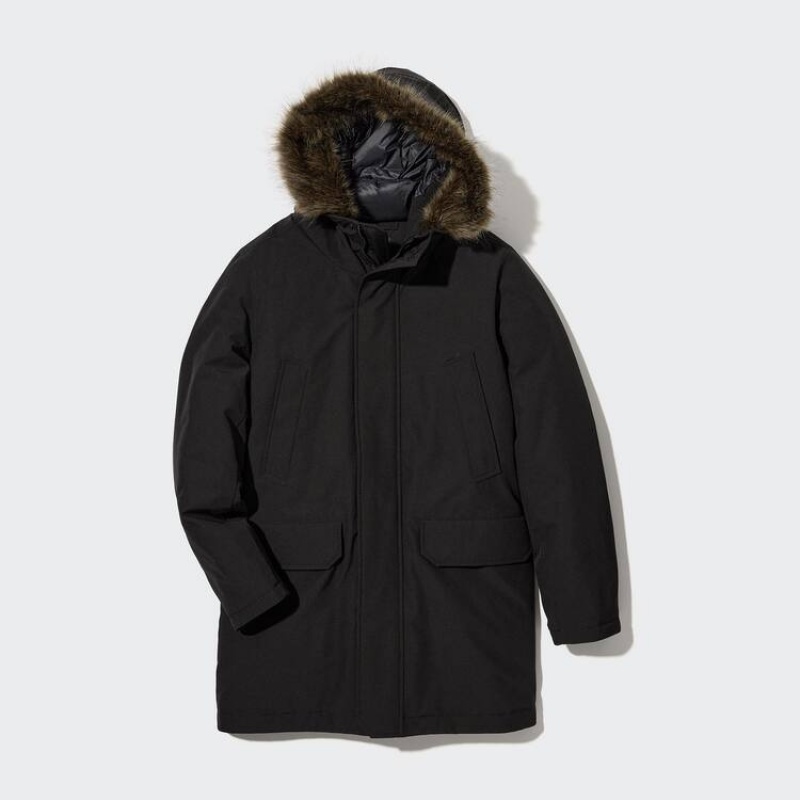 Férfi Uniqlo Ultra Warm Hibrid Down Kabátok Fekete | JXGVN-0158