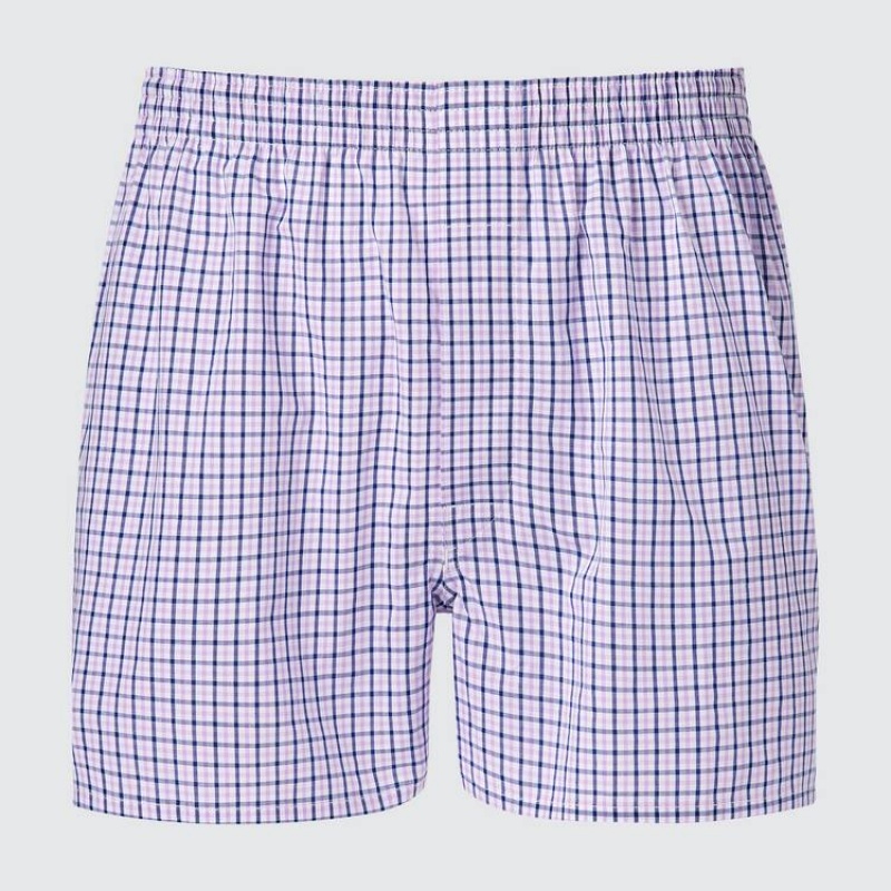 Férfi Uniqlo Woven Checked Boxer Fehérnemű Világos Lila | ONVDF-2379