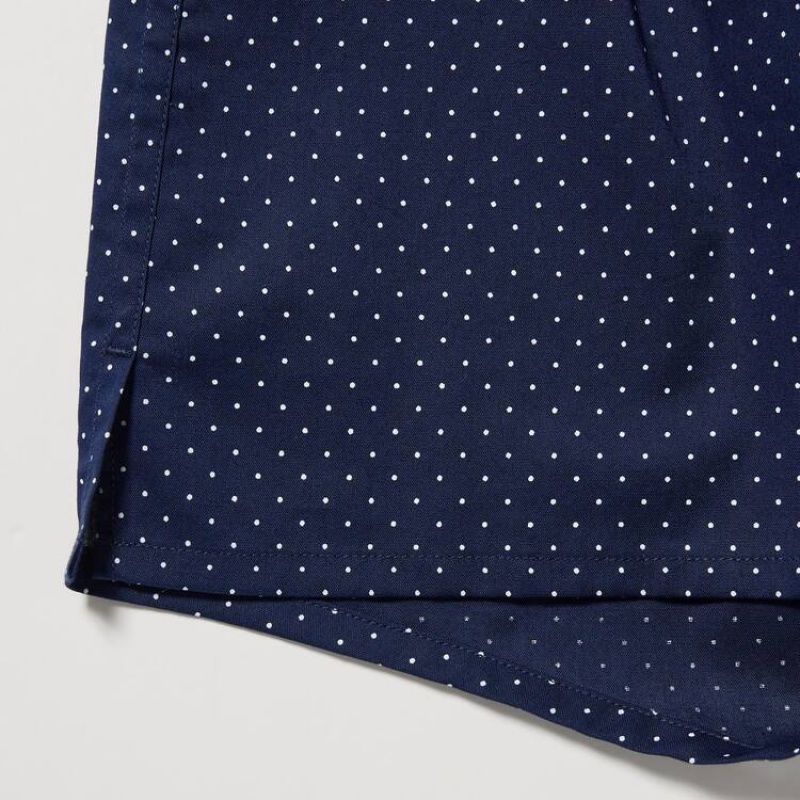 Férfi Uniqlo Woven Dotted Boxer Fehérnemű Sötétkék | EATFH-2486