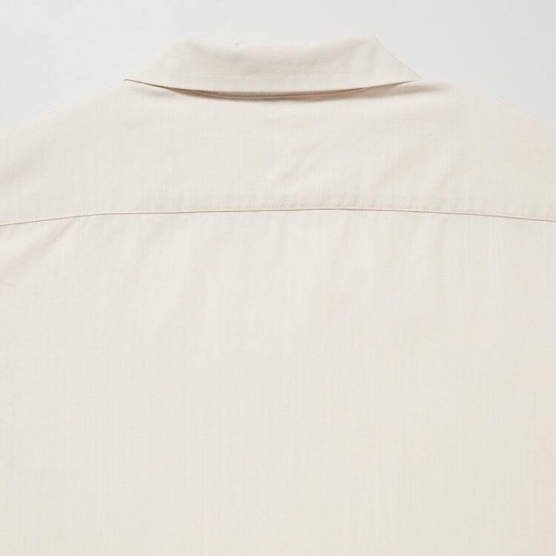 Gyerek Uniqlo 100% Pamut Open Collar Rövid Sleeved Ingek Bézs | KJNZX-0548