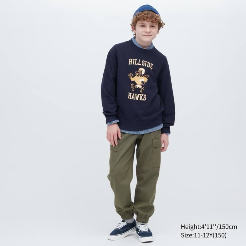 Gyerek Uniqlo Cargo Jogger Jogger Nadrág Olivazöld | QDCGH-6513