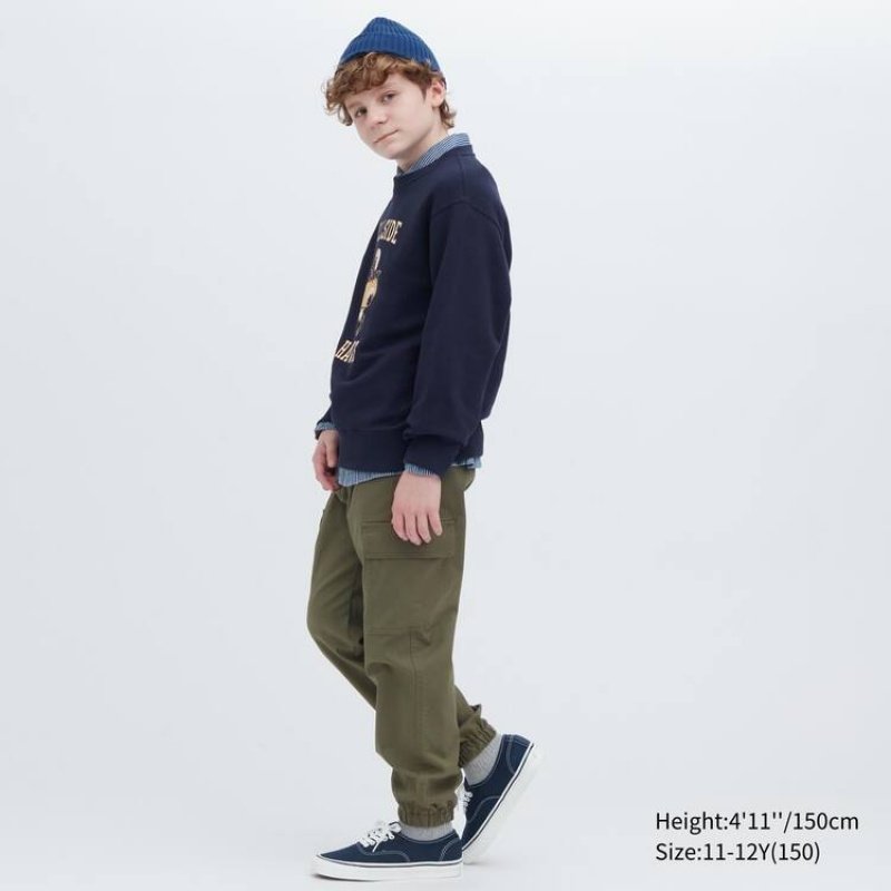 Gyerek Uniqlo Cargo Jogger Jogger Nadrág Olivazöld | QDCGH-6513