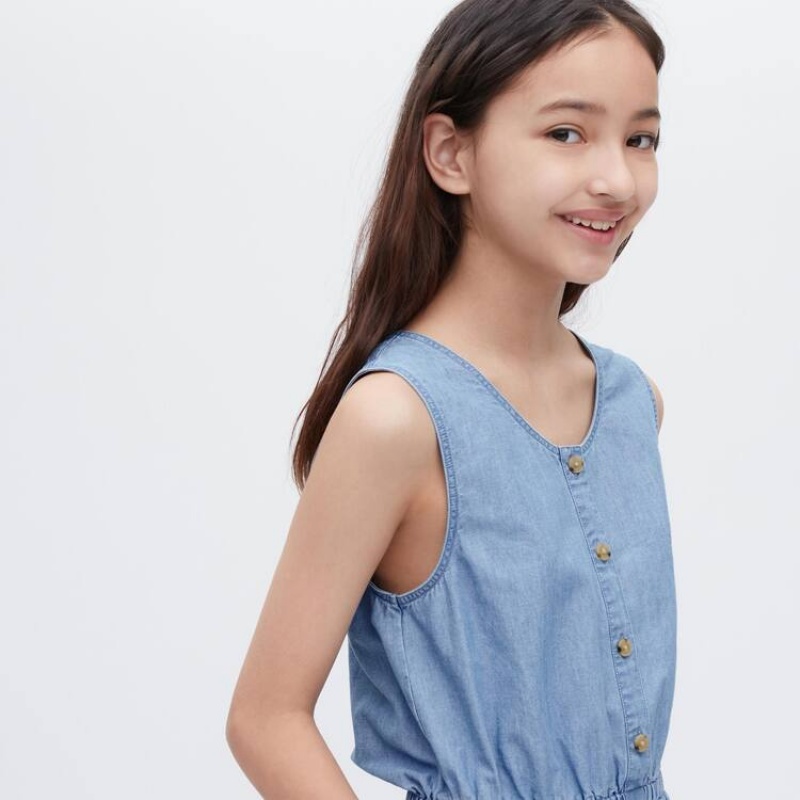 Gyerek Uniqlo Chambray Jumpsuit Kék | OZVUF-4593