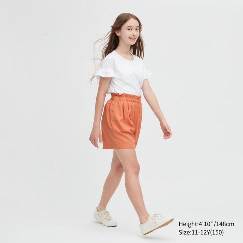 Gyerek Uniqlo Linen Blend Easy Rövidnadrág Narancssárga | ARLYW-1402