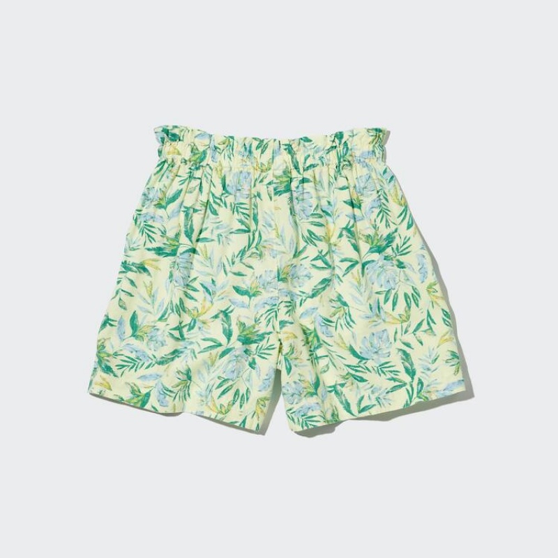 Gyerek Uniqlo Linen Blend Flower Print Easy Rövidnadrág Krém | JXEHF-8752