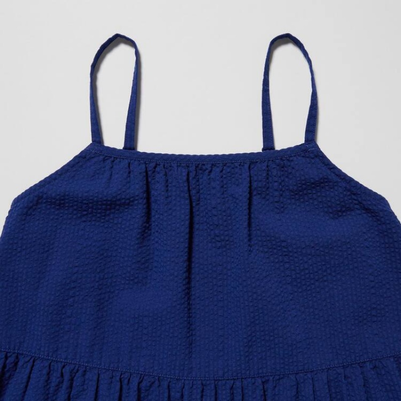 Gyerek Uniqlo Seersucker Camisole Ruha Kék | TASXW-6018