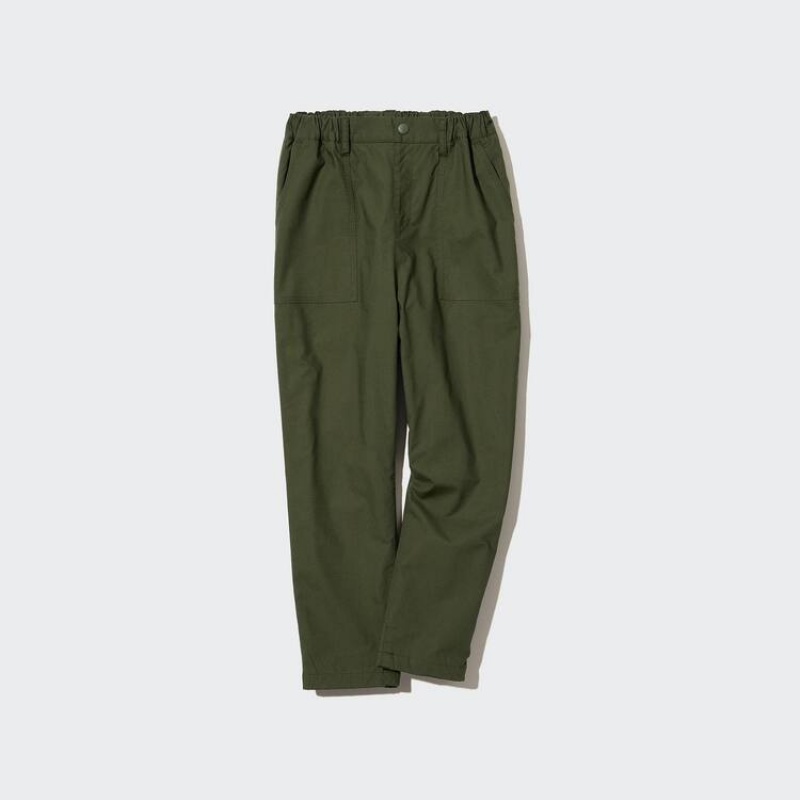 Gyerek Uniqlo Stretch Warm Bélelt Baker Jogger Nadrág Olivazöld | YWZAT-8210