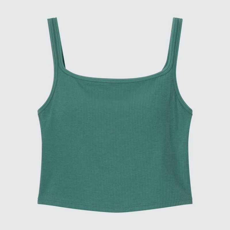 Női Uniqlo Airism Pamut Cropped Ujjatlan Felsők Zöld | JIUYG-6497