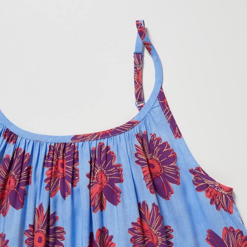 Női Uniqlo Andy Warhol Flowers Kollekciók Ut Gathered Camisole Ruha Kék | MEGDC-0571