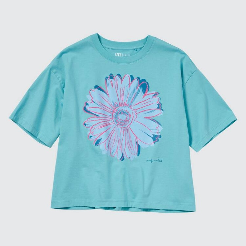 Női Uniqlo Andy Warhol Flowers Kollekciók Ut Grafika Póló Zöld | HSKQA-3074