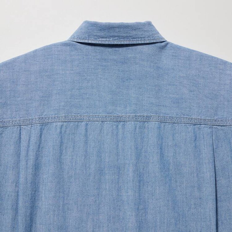 Női Uniqlo Chambray Oversized Long Sleeved Ingek Kék | HXOWN-4607