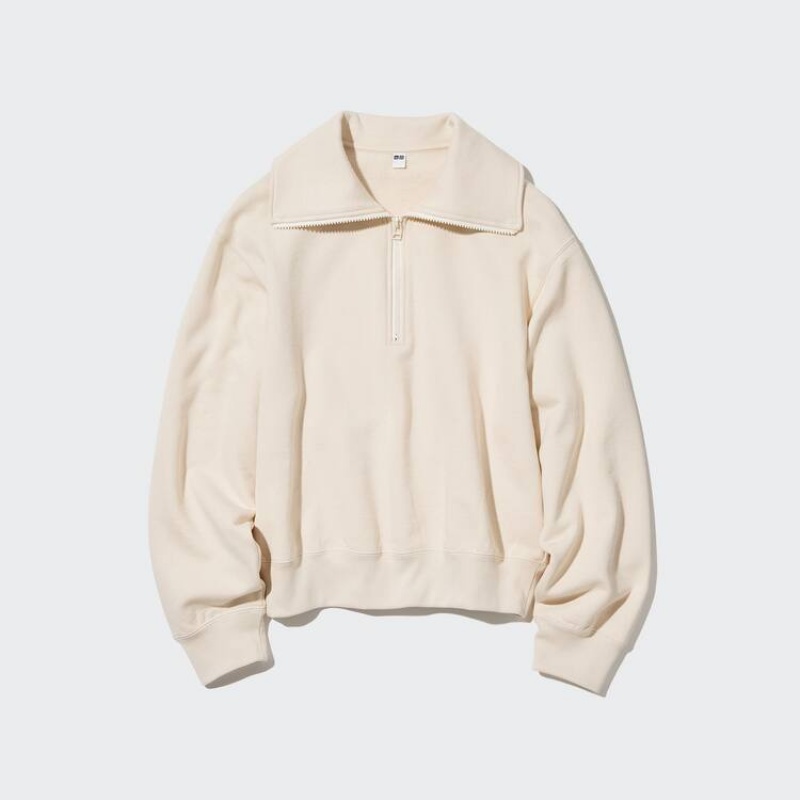 Női Uniqlo Half-zipped Pulóverek Fehér | EJRGF-6178