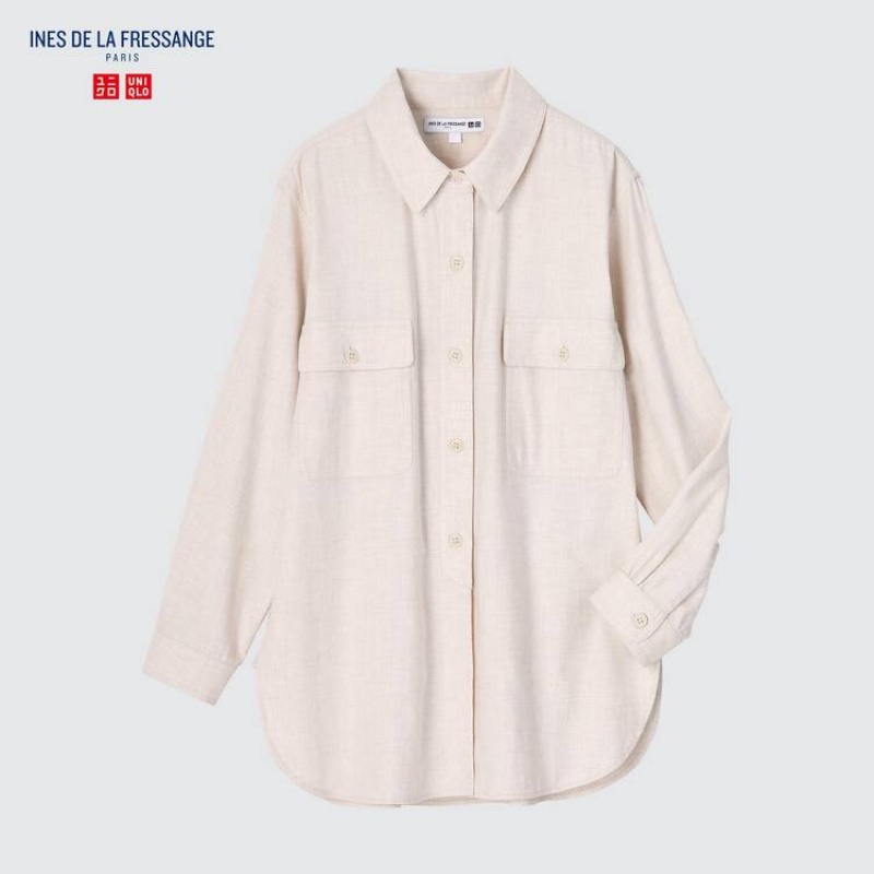 Női Uniqlo Ines De La Fressange Flannel Tunic Felsők Bézs | VRTOM-4062