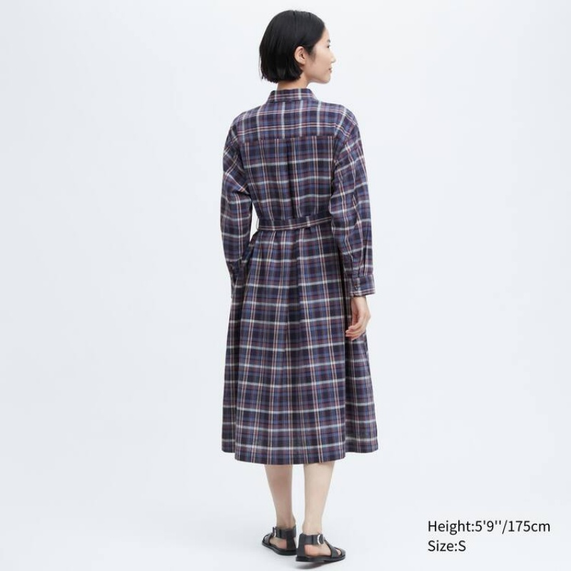 Női Uniqlo Ines De La Fressange Linen Pamut Blended Ruha Kék | RHSOZ-4678