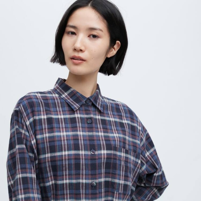 Női Uniqlo Ines De La Fressange Linen Pamut Blended Ruha Kék | RHSOZ-4678