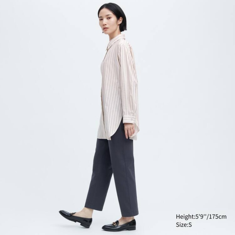 Női Uniqlo Ines De La Fressange Pamut Silk Blend Oversized Long Sleeved Ingek Bézs | OSYUA-2368