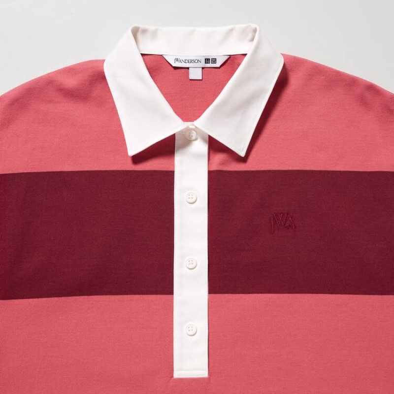 Női Uniqlo Jw Anderson Csíkos Polo Rövid Sleeved Ruha Rózsaszín | LOGFZ-0941