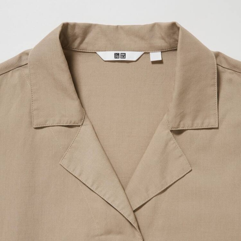 Női Uniqlo Linen Blend Rövid Sleeved Romper Ruha Szürke | VJMZQ-5720